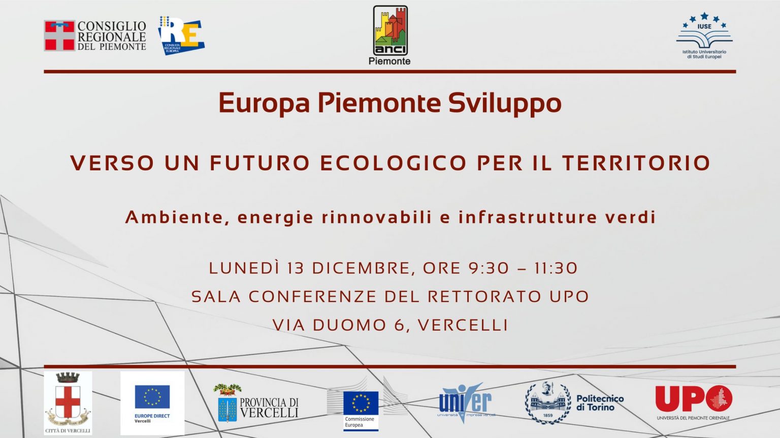 Nuovo incontro Europa Piemonte Sviluppo 13 dicembre 2021