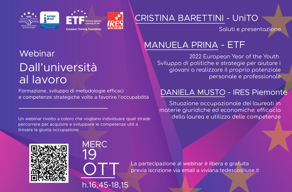 Webinar “Dall’università al lavoro” 19 ottobre 2022