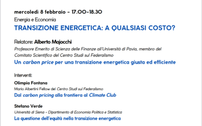 Seminario “TRANSIZIONE ENERGETICA: A QUALSIASI COSTO?” mercoledì 8 febbraio ore 17